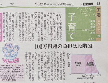 東京新聞2021年9月3日「生活子育て」八木陽子監修